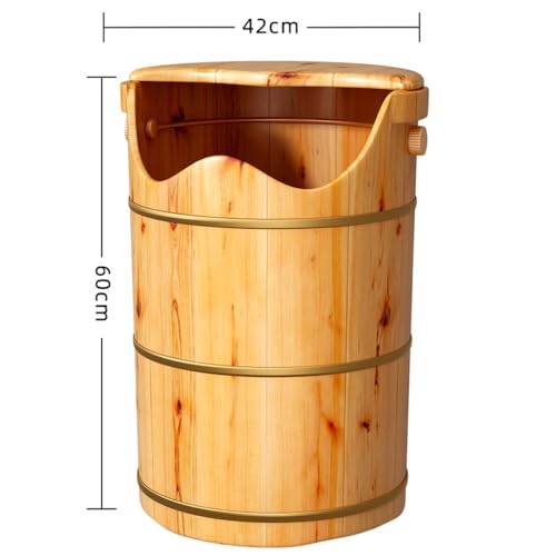 Balde de baño de pies de madera artesanal 60 cm miniatura 2
