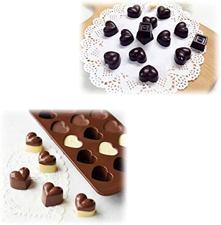 homEdge 15-Cavity Heart Shape Chocolate Mold, Set of 4 PCS Silicone Valentine Heart Chocolate Gummy and Candy Mold