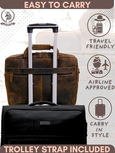 Sac ordinateur portable cuir véritable résistant avec fixation chariot - 6