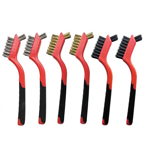 Small Wire Brushes Set for Cleaning Rust Removal in Holes, 6pcs Brass/Stainless Steel/Nylon Brushes by XDMTWLKJ - Used condition - US$11.83