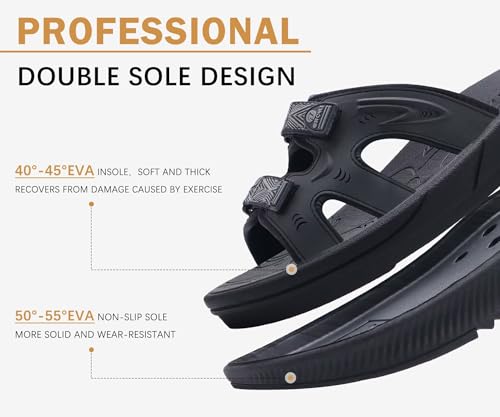 Image of ONCAI Womens Orthotic Sandals Ladies Recovery Walking Slides Arch Support Plantar Fasciitis Comfort Orthopedic Soft Cushion Summer Adjustable Sandalias Size 6-12