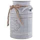 Seau à fleurs de style campagnard français : pot à lait en métal style vintage avec anse, pichet rustique pour la décoration de la cuisine ou de la chambre, pot à lait, pot de fleurs en métal