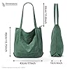 KALIDI Corduroy Tote Bag with Zipper Waterproof Cord Tote Bag for Women with Pockets Compartments Large Capacity Shoulder Bags Handbags for School Work Shopping Travel Daily Use,lightgreen #2