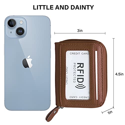 Image of RFID Blocking Genuine Leather Credit Card Case Holder Security Travel Wallet (Light brown)