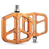 SRUOEC Universal Aluminum Bike Pedals for BMX/MTB, Wide Platform, Orange