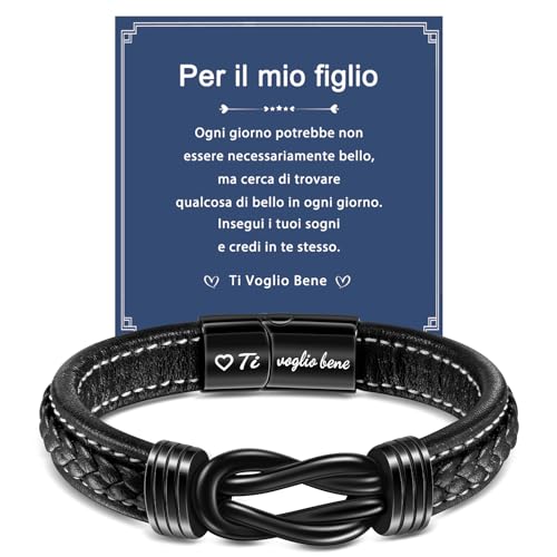 YELUWA Für Meine Sohn Geschenke, Sohn Armband, Lederarmband Mit Gravur Ich Liebe Dich Sohn Geschenk Geburtstagsgeschenk Weihnachten Sohn Geschenke Für Sohn Motivationsgeschenk Jungen Geschenke IT