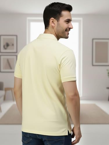 Image of Lux Cozi Men's Polo T-Shirt Regular Fit Half Sleeves with Pocket | Cotton Blend Polo Neck Collar T-Shirt for Men | Casual, Office Comfortable Breathable T-Shirt | Stylish Plain Tee
