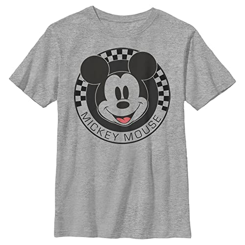 Disney Boys Characters Mickey Mouse Checkered Boy's Heather Crew Tee