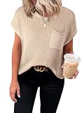 Dokotoo Womens Summer Tops Short Sleeve Sweaters Teacher Outfits Apricot M
