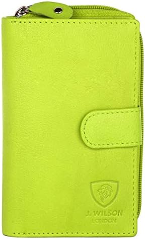 J. Wilson London Ladies RFID Safe Designer Soft Leather Purse Card Women Clutch Wallet with Zip Pocket Gift Boxed (Pink)