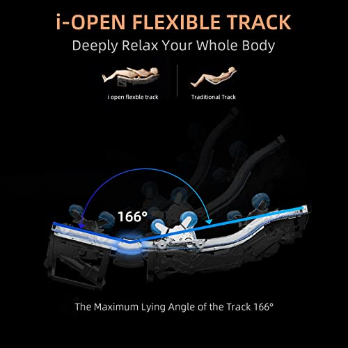 Alfine 4D Yoga Queen Massage Chair, Full Body Recliner With Flexible Sl Track, Automatic Footrest Extension, 3D Calf & Foot Massage, Program Customization & Recall (Black) #TOP3