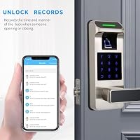 Harfo Fingerprint Door Lock, Heavy Duty Full APP Control Touchscreen Keypad Keyless Lock with Reversible Handle, Perfect for Home/Office/Bedroom Doors (Satin Nickel) — image 5