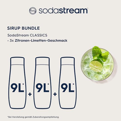 SodaStream Sirup 3x Zitrone-Limette, 1x Flasche ergibt 9 Liter Fertiggetränk, Sekundenschnell zubereitet und immer frisch, 3x 440 ml 3