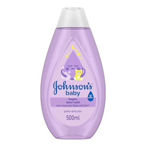 Johnson's Baby Bagno Dolci Notti 500 ml, Bagnoschiuma neonato rilassante per una dolce nanna, Detergente bambini con formula Non Più Lacrime, Bagnodoccia a pH bilanciato per la pelle delicata