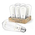 MASTERY MART Vintage LED Edison Bulbs 5.5W, E26 LED Bulb 60 Watt, Cool White 4000K, ST58 Antique Decorative LED Filament E26 Bulbs for Bathroom Over Mirror, Non-Dimmable, UL Certified (Pack of 6)