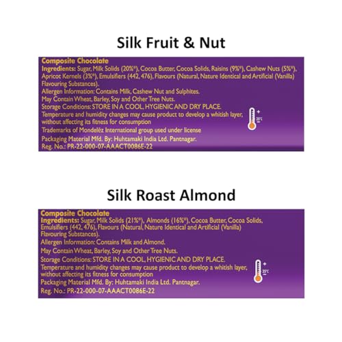 Image of Cadbury Dairy Milk Silk Chocolate Bar Large Combo (Silk Fruit & Nut 137 g, Silk Roast Almond 143 g), 280 g