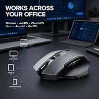 inphic Bluetooth Maus, Wiederaufladbare Tri-Mode 5.0/4.0 + 2.4G Wireless, 800-1600DPI Tragbar für Laptop PC Computer MacOS, 6 Tasten, Silent Click, Verbesserter 700mAh Akku, Grau – Ansicht 5