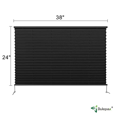 Image of Dulepax RV Blinds - Pleated Shades, 38 inch W x 24 inch L Black RV Window Shades for Camper, Travel Trailers, Motorhome's Window