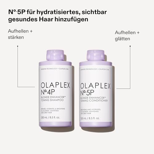 Olaplex Nº.4P Blonde Enhancer Purple Toning Shampoo: Neutralizes Brassiness & Strengthen | Repairs Damages & Hydrates Hair| For Coily, Curly, Straight, and Wavy, 250 mL / 8.5 Fl. Oz.