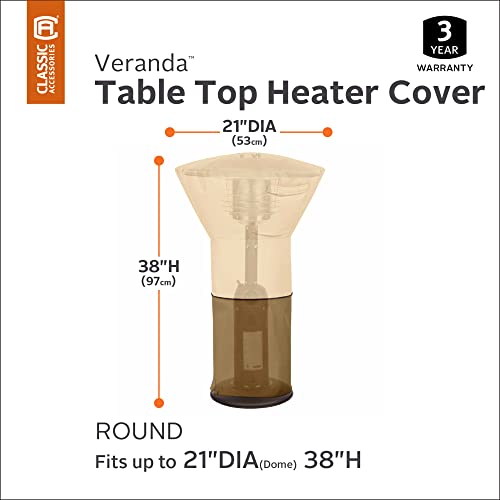 Classic Accessories Veranda Water-Resistant 21 Inch Round Table Top Patio Heater Cover, Outdoor Table Cover #TOP1