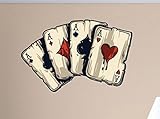 Gambling 4 Aces Poker Wall Decals Stickers USColor006, Black w/Red White, 15 Inches