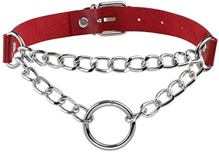 MILAKOO PU Leather Punk Choker Necklaces Circle/Heart Charm Adjustable Collar Necklace for Women