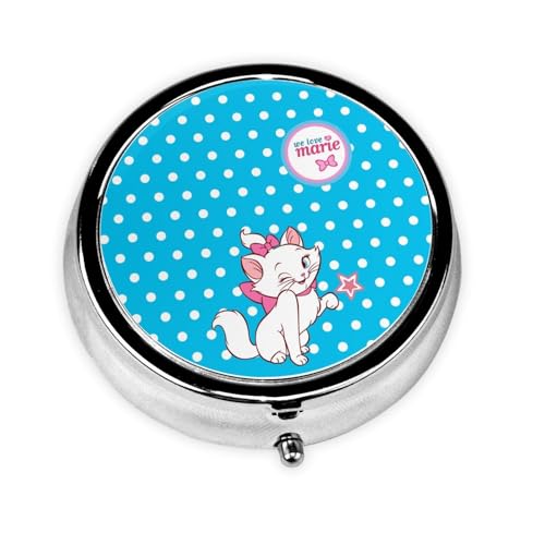 おしゃれキャット マリー ピルケース 薬入れ 薬ケース ラウンド医学ボックス ミニメタルピルケース 蓋付きケース 収納用ケース 小分け トラベル財布用 リトルピルディスペンサー 小物入れ ポータブル グッズ