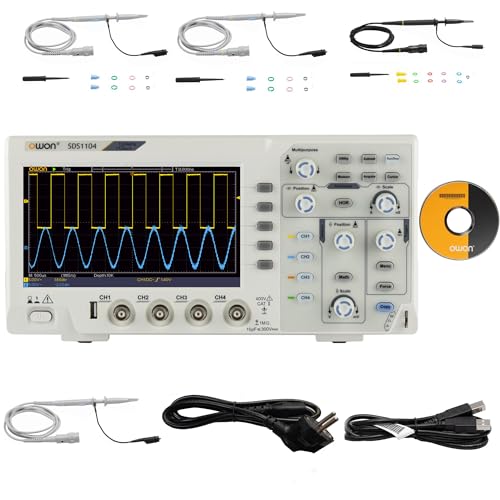 OWON SDS1104 4-Channel 100MHz Desktop Oscilloscope - 7 High Resolution Screen, 1GS/s Sampling Rate, Ultra-thin Lightweight Portable Design