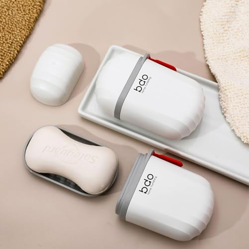 FLUZOV Leakproof Travel Soap Case,Waterproof Container Draining Layer,Portable for Bathroom,Camping,Gym Dish Home Bathroom Plastic with Cover Holder Outdoors Use Lid Drain Design,Multi-picture-31