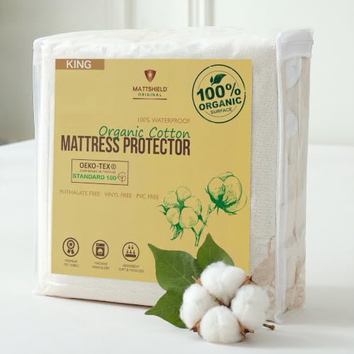 MATTSHIELD Organic Cotton Waterproof Mattress Protector (Twin)