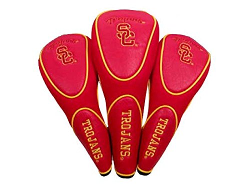 Team Golf NCAA USC Trojans Contour Golf Club Headcovers (3 Count), Numbered 1, 3, & X, Fits Oversized Drivers, Utility, Rescue & Fairway Clubs, Velour lined for Extra Club Protection, multi team color (27294)