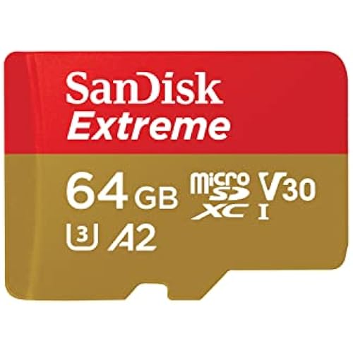 SANDISK 64GB Extreme microSD Card + Adapter, Up to 170MB/s Read Speeds