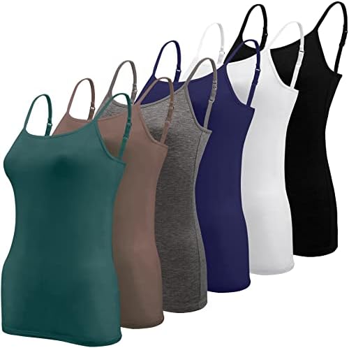 BQTQ 6 Pcs Women's Camisole Tank Tops Spaghetti Strap Basic Undershirts