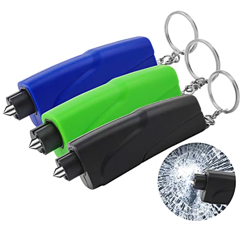 Rapuda Window Breaker Seatbelt Cutter,3-In-1 Mini Glass Breaker, 3 Pack Car Escape Tool For Land And Underwater,Keychain Car Emergency Tool（Black/Green/Blue） #TOP3