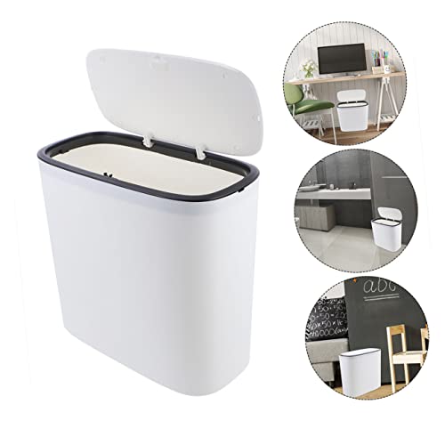 Caneca de basura rectangular blanca de plástico 1.5 gal miniatura 3