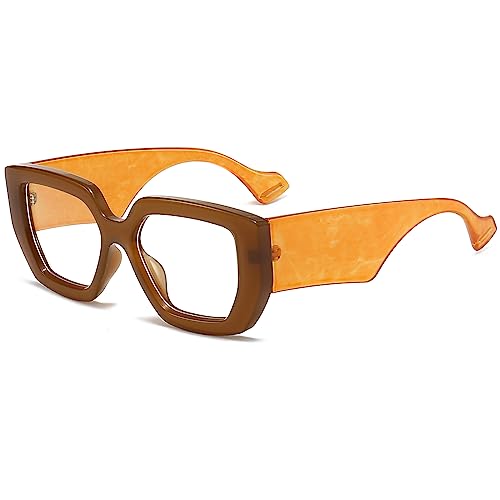 Image of AIEYEZO Thick Frame Blue Light Glasses Men Women, Fashion Square Computer Eyeglass Anti Eyestrain & Prevent Headache