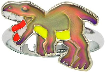 FUN JEWELS Dinosaur Color Change Kids T-Rex Mood Ring Gift for Boys Girls Size Adjustable