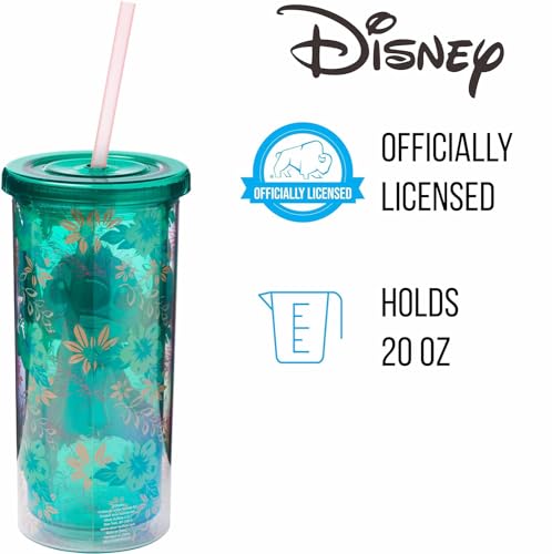 Image of Silver Buffalo Disney Lilo and Stitch Tropical Pattern Plastic Tall Cold Cup with Lid and Straw, 20 Ounces (Pack of 12)