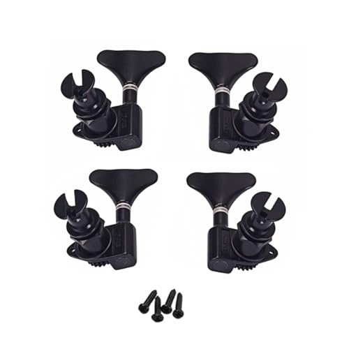Sosoport Black Ukulele Tuning Pegs Set Sealed Tuners with Mounting Screws and Ferrules for Bass Ukulele Durable Machine Heads for Precise Tuning and String