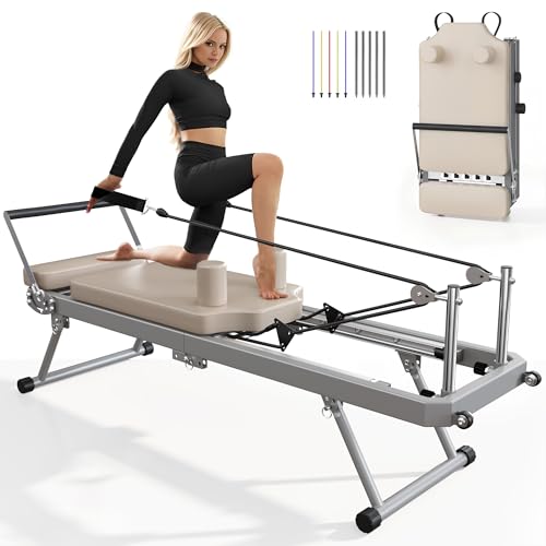 SogesPower Pilates Reformer Machine for Home Gym Workout, Foldable Pilates Equipment with High...