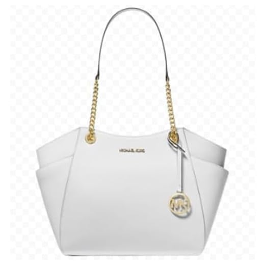 Michael Kors Jet Set Travel - Borsa a tracolla grande con catena, colore: Bianco ottico, Bianco ottico., Large