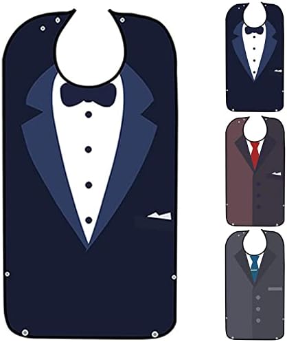 LYU 3 Pack Adult Bib For Eating-Bow Tie Design-Washable And Reusable Clothing Protector-Senior Adult Bibs For Men &Women-With Optional Crumb Catcher-Adjustable Snap Closure34“ X18”