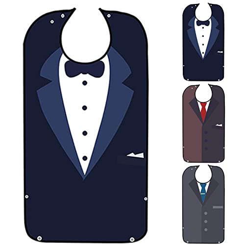 Lyu 3 Pack Adult Bib For Eating-Bow Tie Design-Washable And Reusable Clothing Protector-Senior Adult Bibs For Men &Women-With Optional Crumb Catcher-Adjustable Snap Closure34“ X18” #TOP5