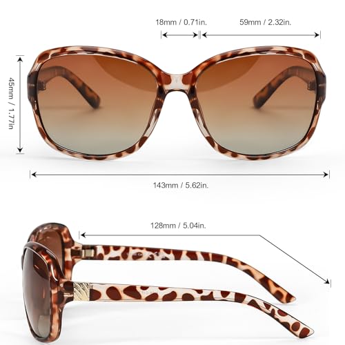Image of SIPHEW Polarized Sunglasses for Women | Vintage Square Sunglasses w UV400 Protection | Womens Wraparound Shade