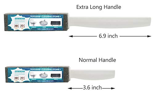 Pumice Stone For Toilet Bowl Cleaning With Extra Long Handle, Remove Limescale Stains, Hard Water Rings, Calcium Buildups, Iron And Rust, Also Suitable For Cleaning Tile/Bath/Sink/Pool/Grill, 2 Pack #TOP1
