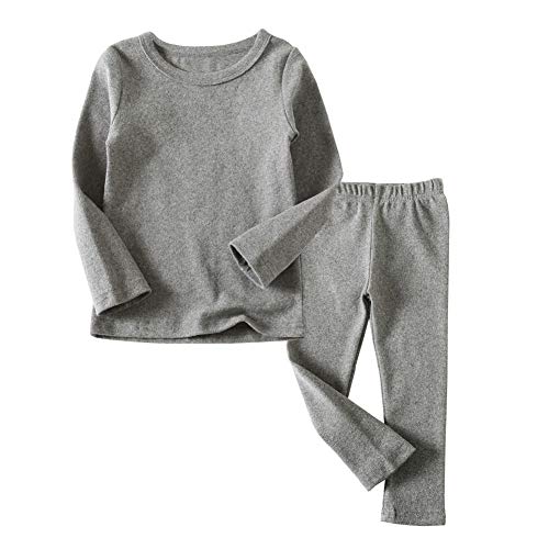 Toddler Boys Girls Thermal Underwear Long Sleeve T-Shirt Leggings 2Pcs Kids Winter Base Layer Set, (Gray,12Months)