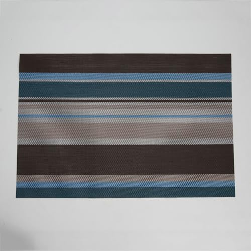 Bishilin Tischsets 45x30CM Blau Braun, Platzdeckchen PVC Waschbar 4er Set Gestreift Platzsets rutschfest Abwaschbar für Glastisch Esstisch