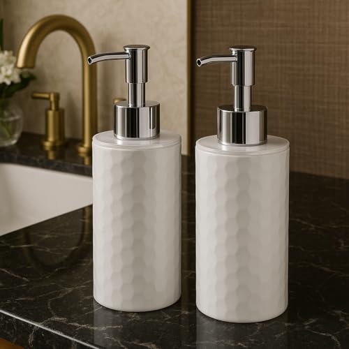 Image of Homestrap Set of Two Plastic Soap Dispensers | Multi-Purpose Liquid Dispensers| Dispenser for Bathroom, Kitchen & Sink | Shampoo, Sanitizer, Lotion Dispensers| Rust-Free & Easy Refill Pump Design