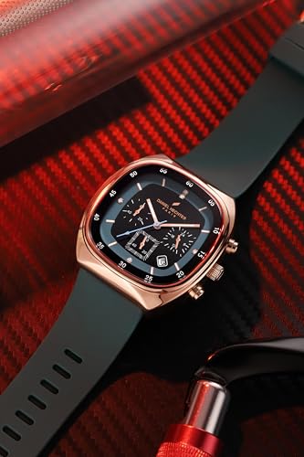 Image of Daniel Hechter Paris Bercy Collection Modern Multi Functional Watch for Men with Square Dial and Silicon Band-DHM1001