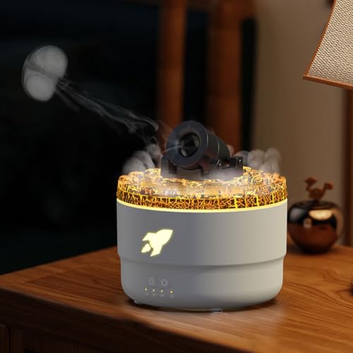 Difusor de aroma USB con cañones LED, humidificador de cañón, aceites aromáticos para aceites esenciales, luz LED de 7 colores, con temporizador de 3, difusor de 280 ml, apagado automático sin agua